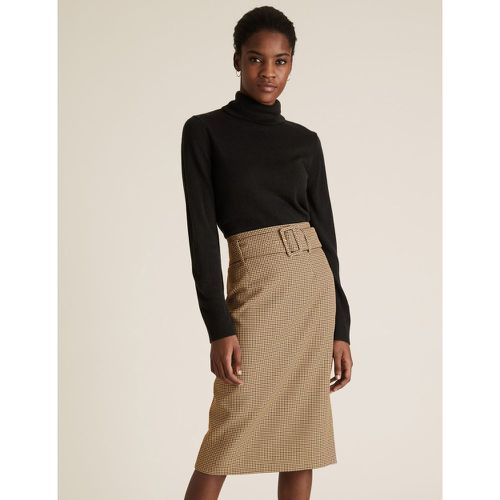 Checked Belted Knee Length Pencil Skirt brown - Marks & Spencer - Modalova