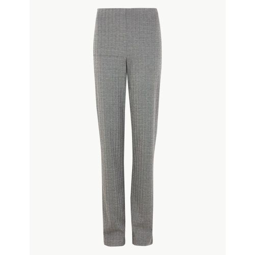 Jersey Herringbone Straight Leg Trousers black - Marks & Spencer - Modalova