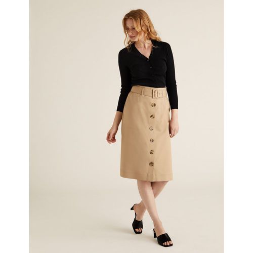 Button Front Midi A-Line Skirt brown - Marks & Spencer - Modalova