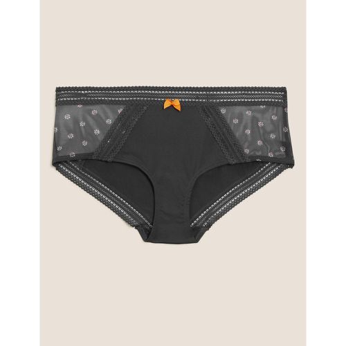 Microfibre Mesh Printed High Leg Knickers black - Marks & Spencer - Modalova