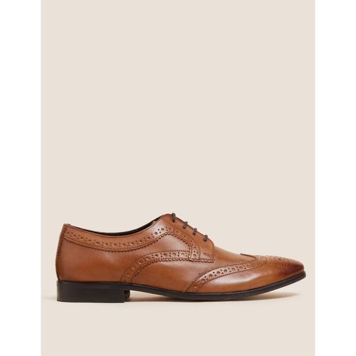 Leather Almond Toe Brogues brown - Marks & Spencer - Modalova