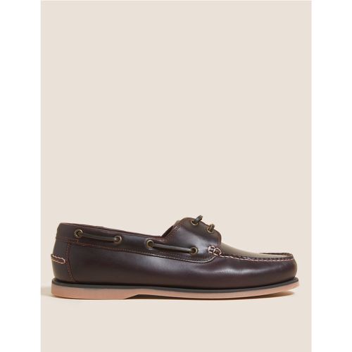 Wide Fit Leather Boat Shoes brown - Marks & Spencer - Modalova