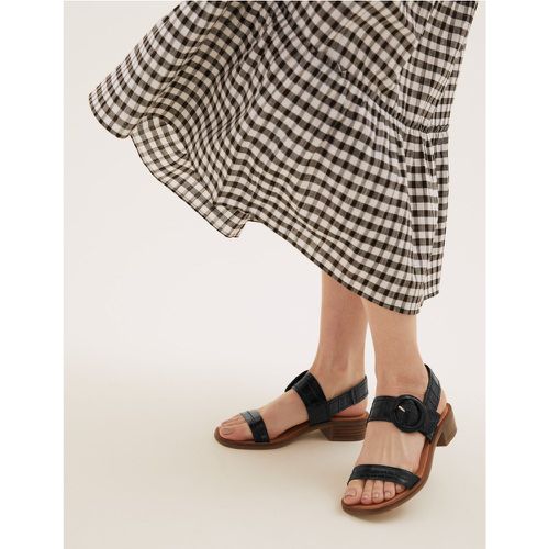 Leather Ankle Strap Block Heel Sandals - Marks & Spencer - Modalova