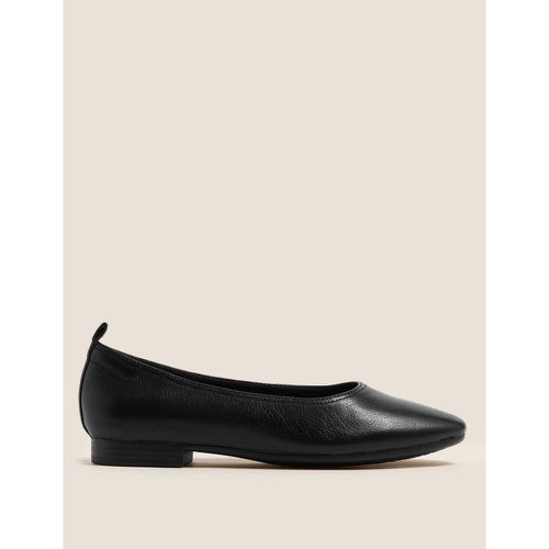 Leather Soft Toe Ballet Pumps black - Marks & Spencer - Modalova