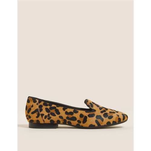 Leather Leopard Print Square Toe Pumps brown - Marks & Spencer - Modalova