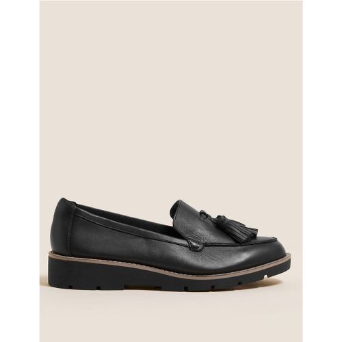 Wide Fit Leather Tassel Flatform Loafers - Marks & Spencer - Modalova
