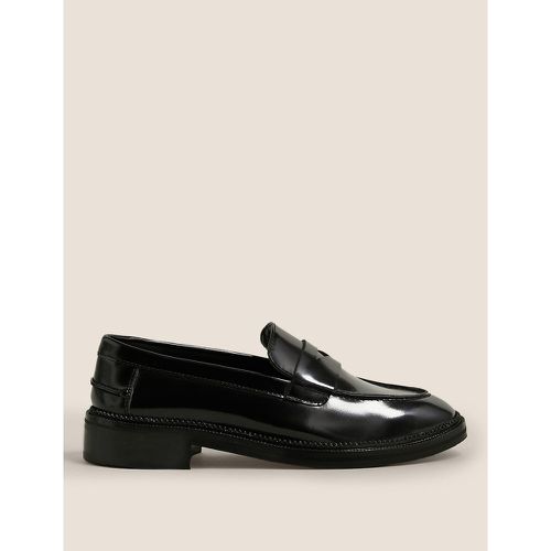 Wide Fit Leather Flat Loafers black - Marks & Spencer - Modalova