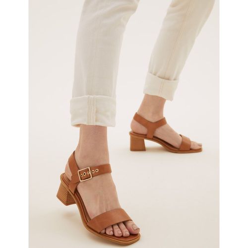 Wide Fit Ankle Strap Block Heel Sandals brown - Marks & Spencer - Modalova