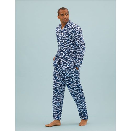 Pure Cotton Fish Print Pyjama Set navy - Marks & Spencer - Modalova