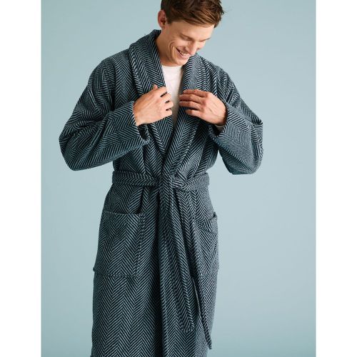 Pure Cotton Striped Towelling Dressing Gown blue - Marks & Spencer - Modalova