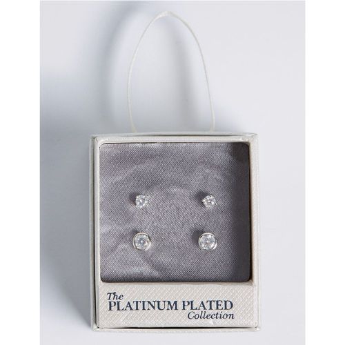 Platinum Plated Diamanté Stud Earrings Set - Marks & Spencer - Modalova