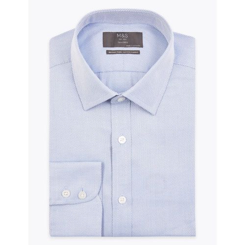 Tailored Fit English Fine Cotton Shirt blue - Marks & Spencer - Modalova