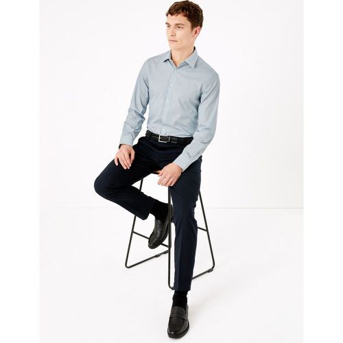 Slim Fit Easy Iron Pure Cotton Print Shirt navy - Marks & Spencer - Modalova