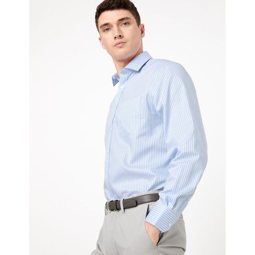 Pure Cotton Regular Fit Striped Shirt blue - Marks & Spencer - Modalova