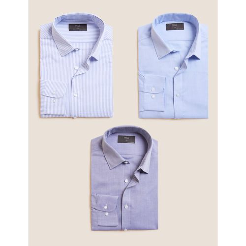 Pk Slim Fit Cotton Long Sleeve Shirt blue - Marks & Spencer - Modalova
