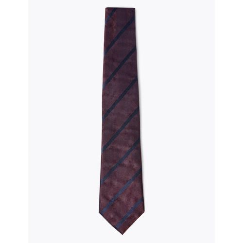Pure Silk Striped Woven Tie red - Marks & Spencer - Modalova