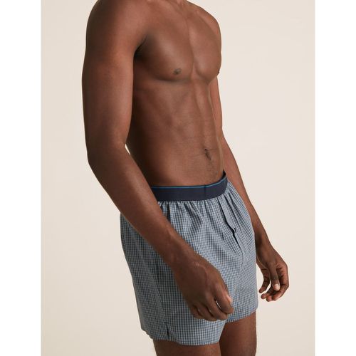 Pack Pure Cotton Checked Woven Boxers blue - Marks & Spencer - Modalova