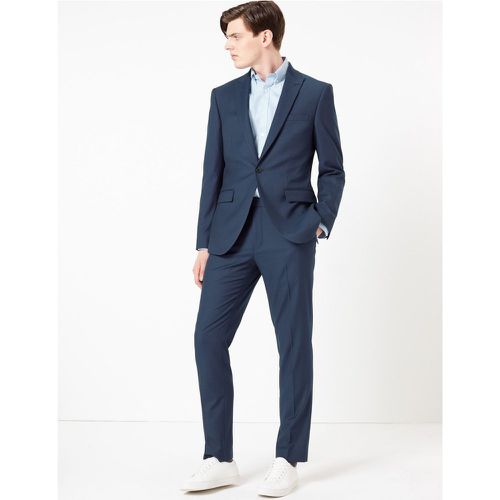 Blue Textured Slim Fit Jacket blue - Marks & Spencer - Modalova