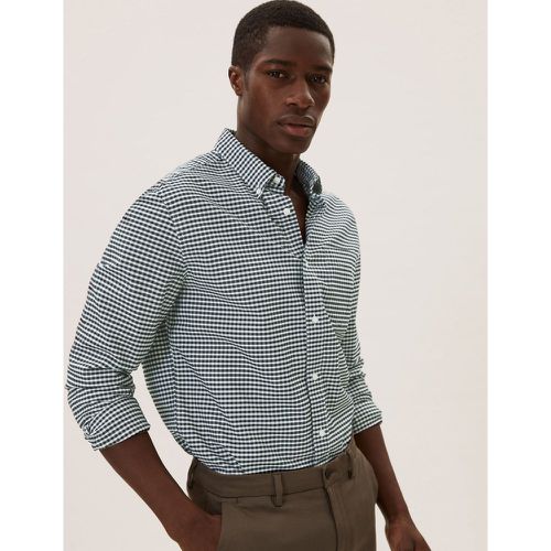 Pure Cotton Gingham Check Oxford Shirt black - Marks & Spencer - Modalova