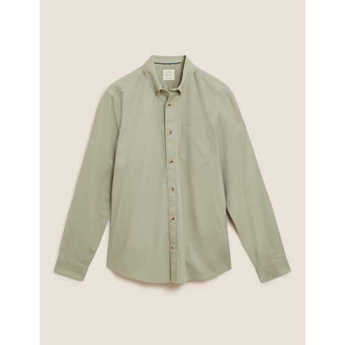 Slim Fit Pure Cotton Oxford Shirt green - Marks & Spencer - Modalova