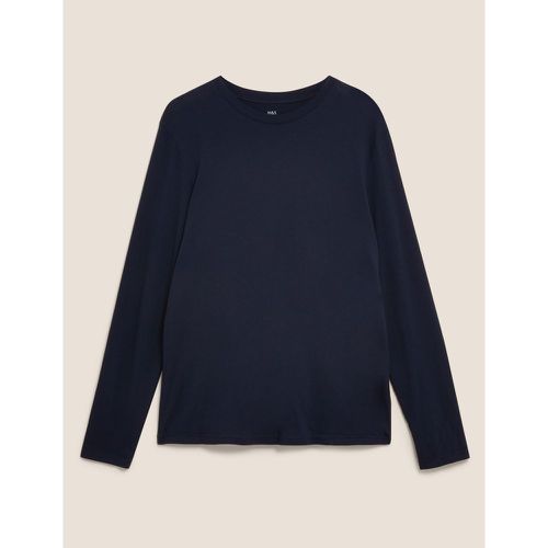Pure Cotton Long Sleeve T-Shirt navy - Marks & Spencer - Modalova