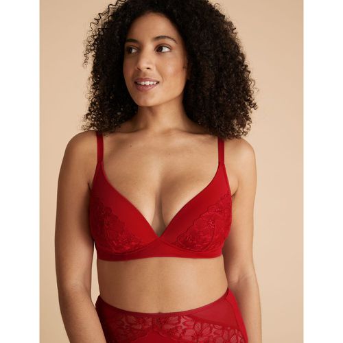 Embrace Embroidered Non Wired Plunge Bra red - Marks & Spencer - Modalova