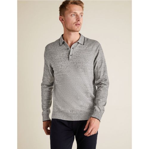 Cotton Knitted Polo Shirt grey - Marks & Spencer - Modalova