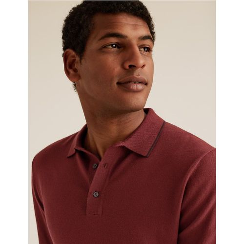 Cotton Knitted Polo Shirt red - Marks & Spencer - Modalova