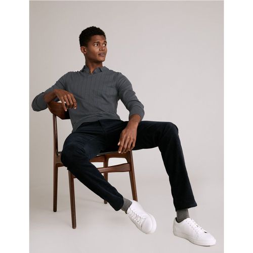 Premium Cotton Ribbed Knitted Polo Shirt grey - Marks & Spencer - Modalova