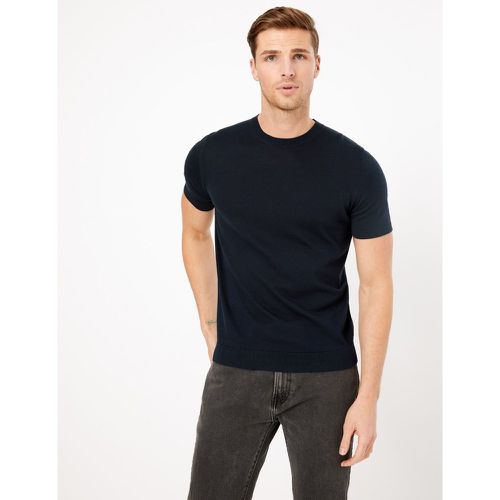 Cotton Knitted T-Shirt navy - Marks & Spencer - Modalova