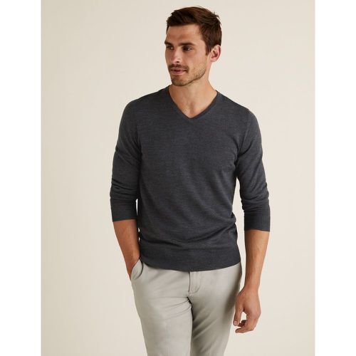 Pure Extra Fine Merino Wool V-Neck Jumper grey - Marks & Spencer - Modalova