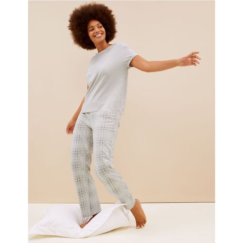 Pure Cotton Checked Pyjama Set grey - Marks & Spencer - Modalova