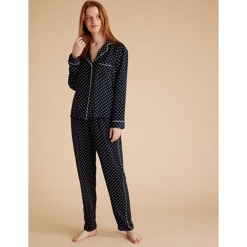 Satin Polka Dot Revere Pyjama Set navy - Marks & Spencer - Modalova