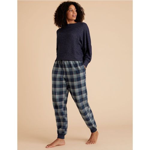 Cotton Checked Pyjama Bottoms navy - Marks & Spencer - Modalova