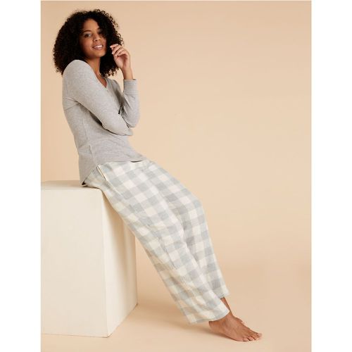 Cotton Checked Pyjama Bottoms grey - Marks & Spencer - Modalova