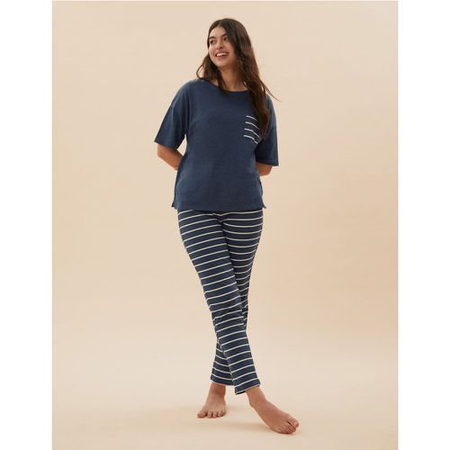Cotton Striped Pyjama Set navy - Marks & Spencer - Modalova