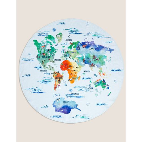 Pure Cotton Map of the World Round Towel blue - Marks & Spencer - Modalova