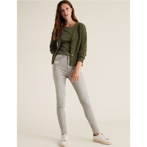 Cotton Ribbed Cardigan with Wool green - Marks & Spencer - Modalova