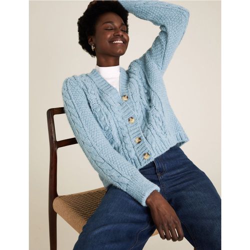 Cable Knit V-Neck Cardigan blue - Marks & Spencer - Modalova