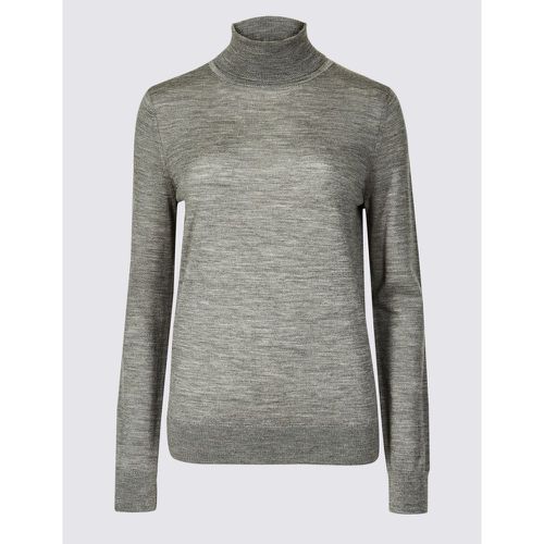 Pure Merino Wool Roll Neck Jumper grey - Marks & Spencer - Modalova