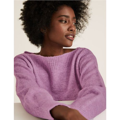 Knitted Slash Neck Jumper purple - Marks & Spencer - Modalova