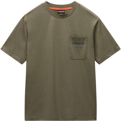 Der Fanes T-Shirt hat einen gerippten Rundhalsausschnitt, kurze Ärmel und eine offene Brusttasche mit dem Logo Napapijri. Es ist ein lässig geschnit - MAG11673351 - Modalova