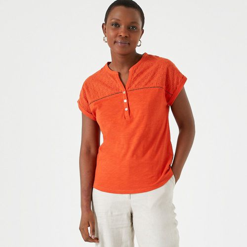 Cotton Grandad Collar T-Shirt with Short Sleeves - Anne weyburn - Modalova