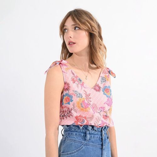 Floral Cotton Vest Top with V-Neck - MOLLY BRACKEN - Modalova