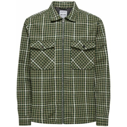 Checked Cotton Shacket with Zip Fastening - Only & Sons - Modalova