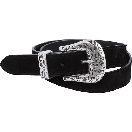 Cassia Leather Belt with Large Circular Western Buckle - LA PETITE ETOILE - Modalova