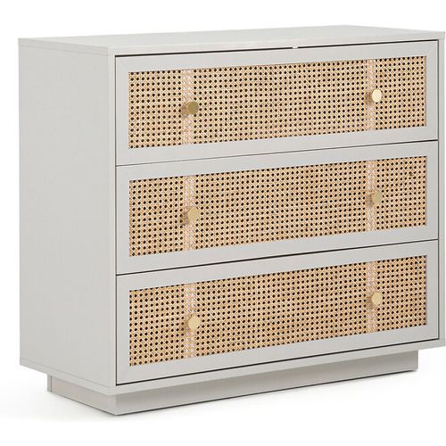 Paola Pine & Rattan Chest of 3 Drawers - LA REDOUTE INTERIEURS - Modalova