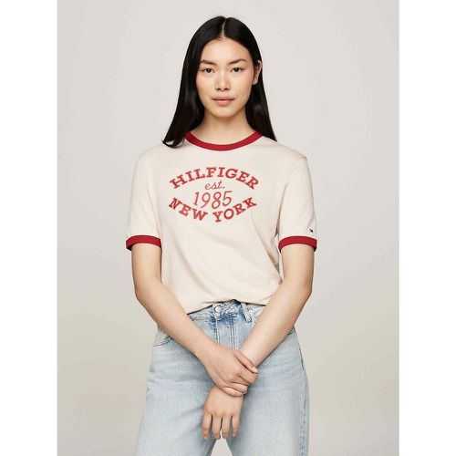 Cotton Mix T-Shirt with Crew Neck and Short Sleeves - Tommy Hilfiger - Modalova