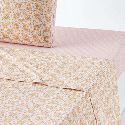 Gardenia Geometric Floral 100% Cotton Flat Sheet - LA REDOUTE INTERIEURS - Modalova