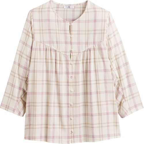 Checked Cotton Mix Blouse with Crew Neck - LA REDOUTE COLLECTIONS - Modalova